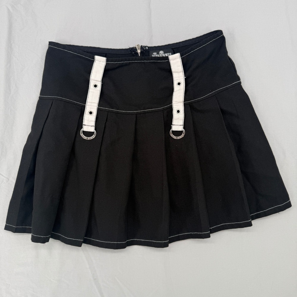 Royal Bones Daang Goodman Black Pleated Mini Skirt Grommet D-Ring Punk Goth L